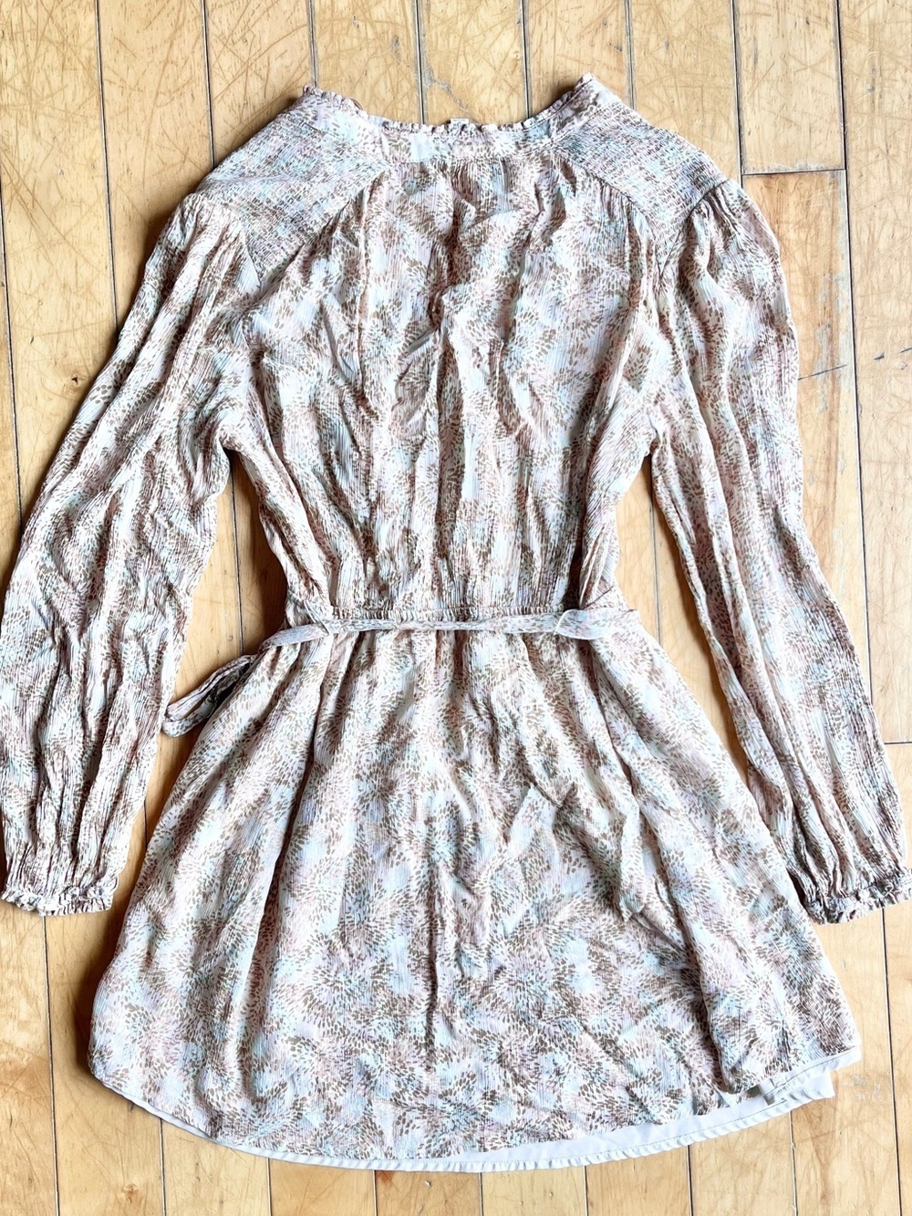 Gentle Fawn Tan Floral Long Sleeve Dress Size Medium - Picture 6 of 7